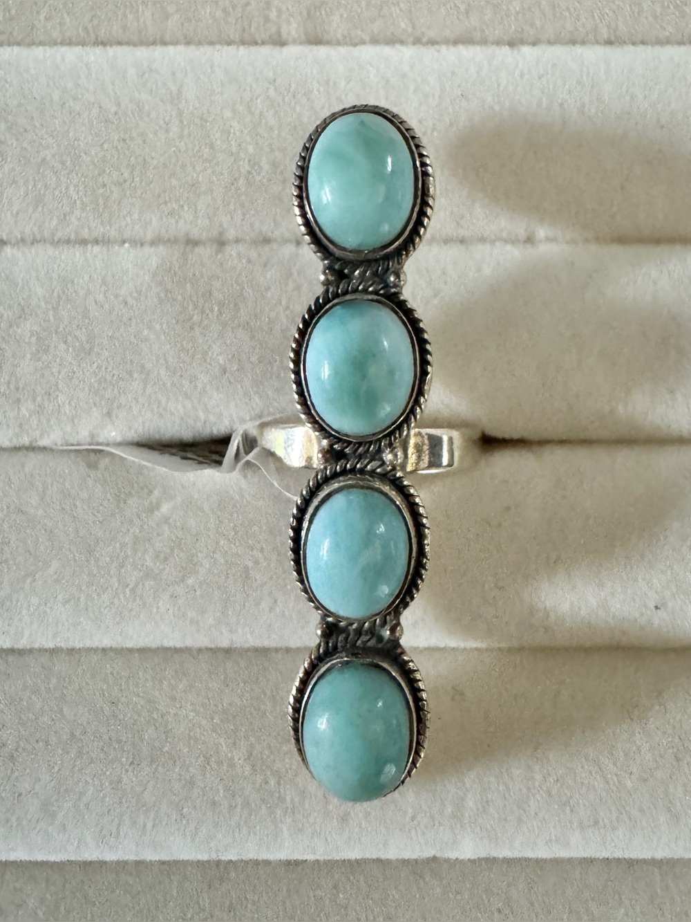 Larimar Four Stone Crawler Ring